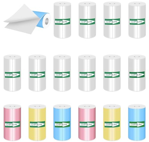 Rieoany 16 Rollos de Papel Impresora Termica Ideal Para Cámaras Infantiles Y Miniimpresoras Impresora Pegatinas Autoadhesivas (57 x 25 mm)