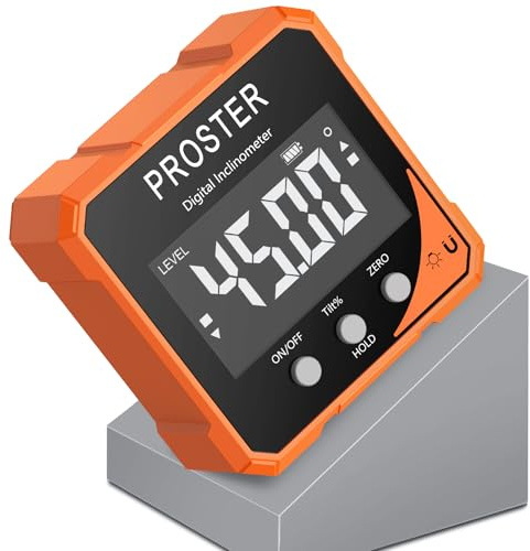 Proster Digital Angle Finder with Strong Magnetic Base- Angle Gauge Inclinometer with IP54 Waterproof & LCD VA Display Digital Protractor Level Box for Woodworking Carpenters