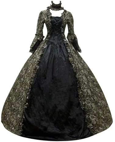 Générique Robes Gothiques pour Femmes,Robes de SoiréE Vintage MéDiéVales,Tenue de Mascarade pour NoëL et Carnaval(Black,S)