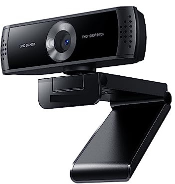 Webcam, Webcam HDR 2K Webcam Computer aziendale Fotocamera con messa a fuoco automatica 1080P 60FPS con doppio microfono con cancellazione del rumore for videoconferenza