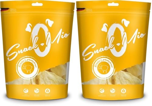 SnackOMio – Premium Hundesnack – krosse Lammohren, getreidefrei, 2er Pack (1 x 240g)