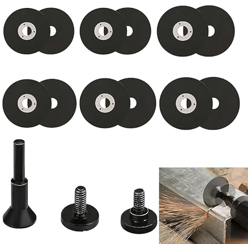 Wjelet 12 Pack 3 Zoll Trennscheiben 50 x 10 mm mit 14 Spannzange Set Metalltrennscheiben fur Geradschleifer Rotationswerkzeug Edelstahl und Metall Trennblatter (15)