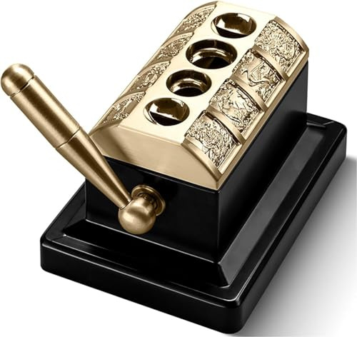 Bordscigarrgiljotin, V snidad stationär cigarrskärare, fyrgiljotiner i rostfritt stål, borstad yta, med design med topp fyra hål, for make, far presenter.(Gold)