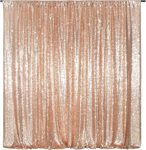 3E Home Rose Gold Sequin Backdrop,122x213cm(4Ftx7Ft) Glitter Photo Booth Background for Birthday Wedding Baby Shower Party Decoration