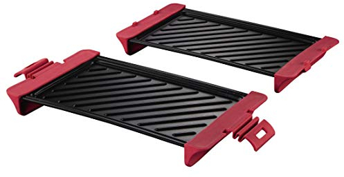 Xavax Grillplatte für Mikrowelle (2 Platten, 29,5 x 15,1 x 5,8 cm, 2 Stück, bis 900 W) schwarz/rot