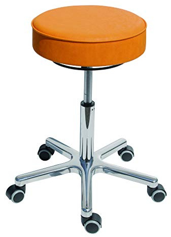 STIER Drehhocker mit Doppelrollen, höhenverstellbare Sitzhöhe 540-720mm, Dicke Polsterung, widerstandsfähiger Bezug aus Kunstleder, Gelb