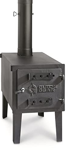 Guide Gear Large Outdoor Wood Burning Stove Portable with Chimney Pipe for Cooking, Camping, Tent, Hiking, Fishing, Backpacking