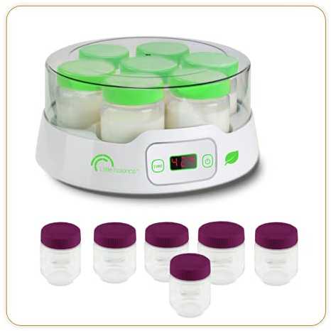 LITTLE BALANCE 8487 Yogurtiera 7 Digital, yogurtiera + 13 vasetti in vetro 190 ml per yogurt fatti in casa, timer fino a 14 ore, spegnimento automatico, bianco