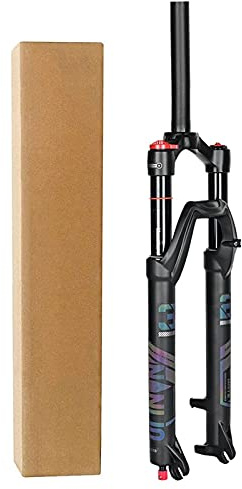 TOMYEUS Mountainbike Luftgabel 26/27,5/29 Zoll Federweg 120 mm Aluminiumlegierung 1-1/8 ” Ultraleichter Stoßdämpfer MTB Federgabel Schwarz (Farbe : Manual Lock A, Size : 26 inch)