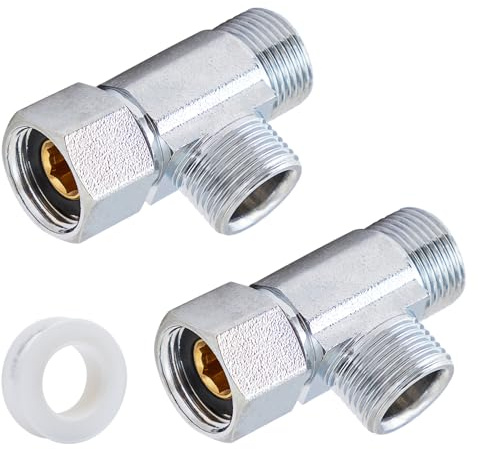 SUNGATOR 3/8 Inch Compression Tee, 3 Way Water Line Splitter, Add-A-Tee Valve 3/8 Inch Inlet x 3/8 Outlet x 3/8” Outlet, No Lead Brass Compression Splitter (2-Pack)