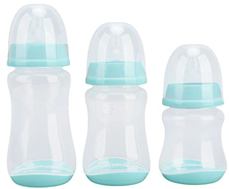 Biberon per Neonati 3 Pezzi, Bottiglia per Latte per Bambini con Capezzolo a Risposta Naturale, Biberon per Neonati Antigoccia in Morbido Silicone PP - 180 240 300 Ml(Verde)