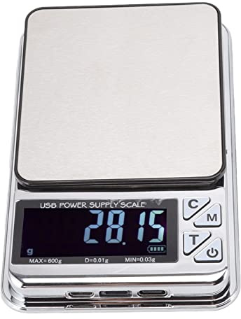 Digitale Küchenwaage, 600/0,01 G Hochpräzise, ​​tragbare Mini-Multifunktions-Multifunktionskochwaage mit LCD-Display, 6 Einheiten, USB-Aufladung, Kleine Elektronische Lebensmittelwaage für Schmuck