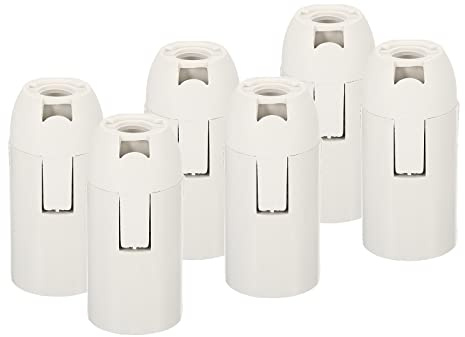 sourcing map Luz Zócalo 250V E14 56x26mm Enroscable Blanco Paquete de 6 | LED Bombilla Lámpara Soporte, sin Rosca Sombra Anillo, para Retro Colgante Luces