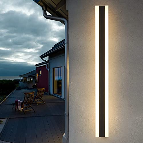 LUOLONG LED Lange Wandlampe Villa Wandlampe Villa Porch Außen IP60 Wasserdicht Wandleuchten Schwarz Lange Lichtleiste Iron Aussen Acryl Warmes Licht Gartenleuchte-125CM,Warmes Licht