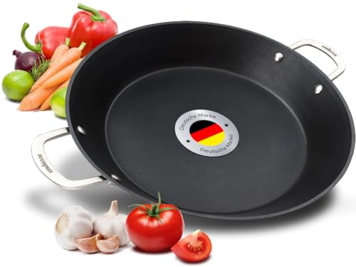 endusor Padella Paella 38 cm - Induzione Gas Ceramica Elettrico | Padella grande per 6-8 persone | Pentola antiaderente per una deliziosa paella fatta in casa | Padella professionale in alluminio