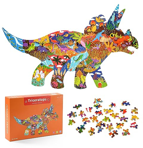 Rompecabezas de Dinosaurios para Niños, 150 Piezas Puzzles Tricerátops, Animales Jigsaw Juegos Montessori Educativo Juguetes Regalo para Niños y Niñas de 4 5 6 7 8 9 10 Años