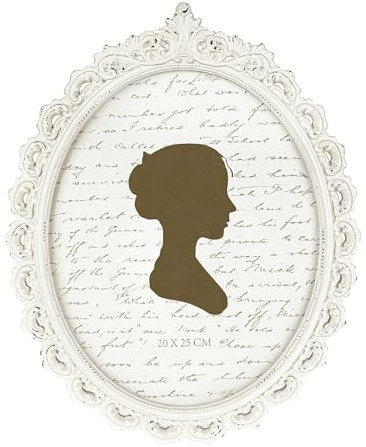 Sunlit Vintage-Bilderrahmen, oval, antiker Bilderrahmen mit Glasfront, Luxus-Foto-Display, Tisch-Wandbehang, Geschenkideen, 20,3 x 25,4 cm, Weiß