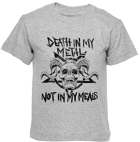Veganer Metalhead T-Shirt Kinder Graues T-Shirt Mit Rundhalsausschnitt Für Jungen Und Mädchen