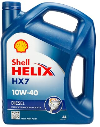 SHELL Motoröl 10W-40 Helix Teilsynthetiköl Motor Öl ACEA A3/B4 API CF HX7 DIESEL 4L Kompatibel mit VW Golf 4 Schrägheck 1J1 POLO 9N Transporter T4 Bus 70B, 70C, 7DB, 7DK, 70J, 70K, 7DC, 7DJ, AUDI