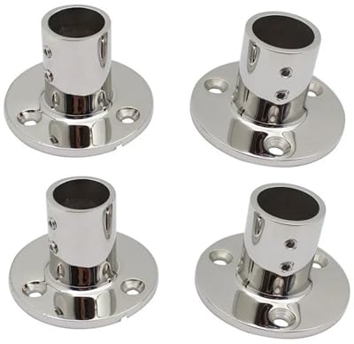 GOPEO 4PCS 90 Grad 316 Edelstahl Schiene Montage Halterung 22mm 25mm Spiegel Polnisch Marine Boot Hardware Schiene Basis Montage Fitting (Color : 22mm)