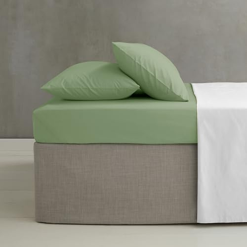 Catherine Lansfield Easy Iron - Lenzuolo singolo in percalle pettinato, con angoli, colore: verde salvia