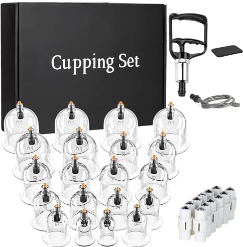 MulanGeegle Set di coppettazione, set di coppettazione per massaggio alla schiena, fisioterapia, kit di coppettazione cinese con pompa a vuoto per massaggiatori, migliora la tua salute e il tuo