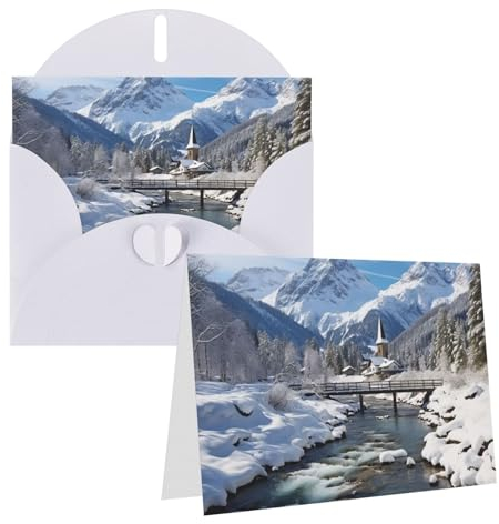 Grußkarte mit Umschlägen Blanko Grußkarten für alle Anlässe Winterlandschaft in den Bayerischen Alpen Blanko Notizkarte Jubiläumskarten Blanko Innenseite Hochzeitskarten für Brautduschen Hochzeiten