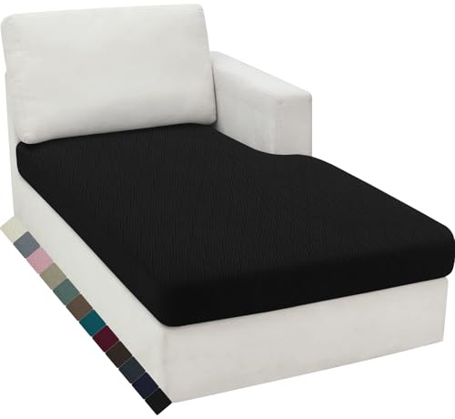 YSTELLAA Stretch Sitzkissenbezug, Sofa Sitzkissenbezug rutschfest, Elastischer Sofa Sitzkissenbezüge, Universal Sitzkissen Bezug Wohnzimmer, Sofaschoner, Chaiselongue, Schwarz