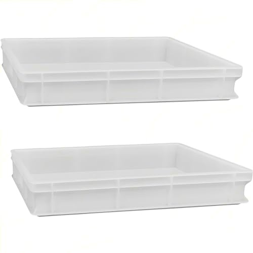 SICIGNANO CASALINGHI Set 2 Vaschetta Cassetta Service per Impasti 60x40x7h cm con Fondo e Pareti Chiuse, Capacità 13 litri, Impilabile, Bianco, Polietilene Alimentare Lavabile in Lavastoviglie