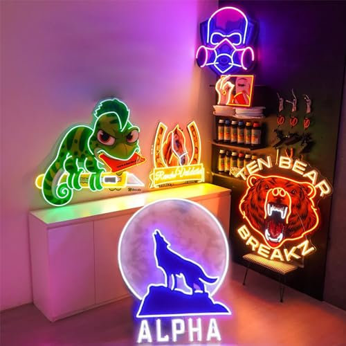 Aslanka Logo Enseigne Lumineuse Neon Personnalisable Panneau néon personnalisé avec logo imprimé UV, intensité variable pour décoration murale, magasin, logo d'entreprise, mariage, fête d'anniversaire