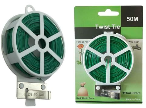 KAMICURE 164ft Garden Plant Ties, Plant Twist tie with Cutter for Gardening, Flexible Plant Wire Tie Wire for supporting Climbing Plants, DIY Crafts Projects, Home & Office