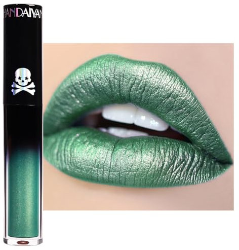 GL-Turelifes Halloween Lipgloss Matt Lippenstift wasserdicht Schwarz Grün Blau Lila Samt Lippenstift für Maskerade, SFX, Kostüm, Cosplay, Halloween Make-up (06, 1 Stück)