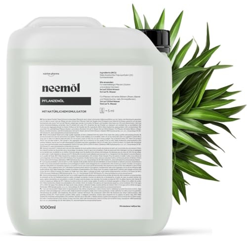 nutrive pharma Organisches Neemöl mit natürlichem Emulgator, 1000ml - Gebrauchsfertig, Kaltgepresst, 100% Natürlich, Umweltfreundlich, Pflanzenpflege für Zimmer- und Gartenpflanzen