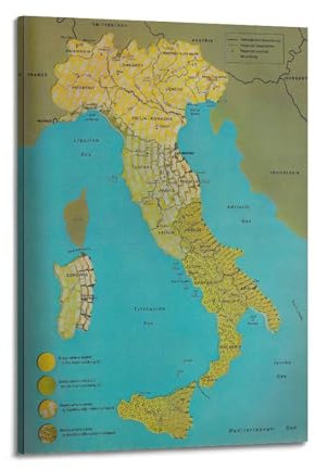 Poster decorativo da parete con mappa dell'Italia, stile vintage, poster decorativo su tela, poster artistico moderno, per camera da letto, per camera da letto (50 x 75 cm)