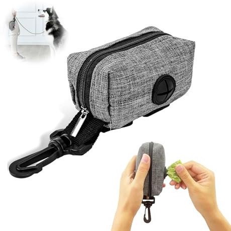 1 Stück Kotbeutel-Spender, Grau Hundekotbeutel-Halter, Tragbare Hundekotbeutel-Spender mit Reißverschluss, Haustier Kotbeutelspender Passt jede Hundeleine für Gassi Laufen