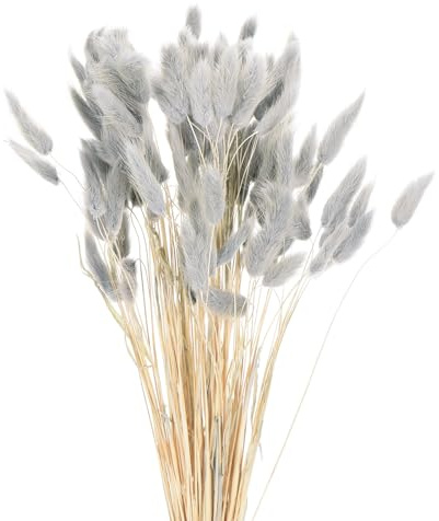 QUARKZMAN Hasenschwanzgras Getrocknet - Graublau, 120 Stück Getrocknete Blumen, 43cm Pampasgras Natürlicher für Florale Hochzeitsdekoration Weihnachten
