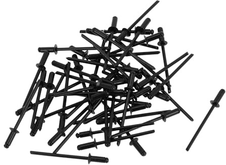 TUCKBOLD Offene Enden Großkopf Blindnieten Schwarz 50 Stück 3mm Griffdurchmesser 6mm Grifflänge 6mm Flanschdurchmesser Aluminiumlegierung Eisen