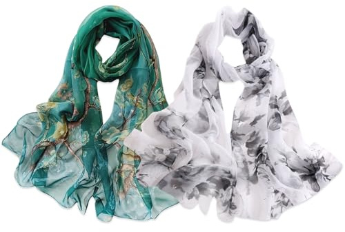 DAVBNM 2 Pcs Ladies Scarfs, Scarves for Women, Ladies Scarves Lightweight, Scarf for Women, for Evening Dress Long Scarf Wedding Bride Bridesmaid Shawl Gifts, 160 x 50 CM