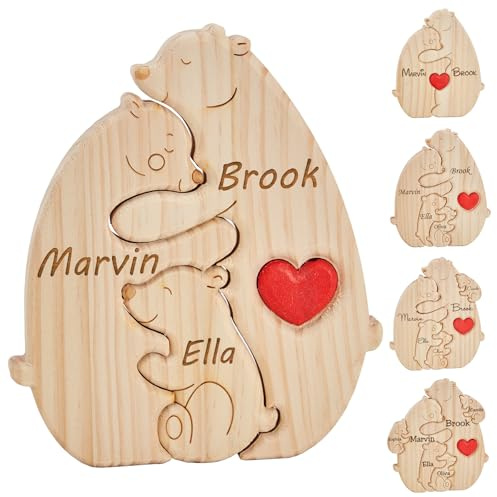 Fasinheaco Personalisiertes Holzpuzzle mit Namen, graviertes Namenspuzzle, Familien-Andenken, Geschenk für Mutter