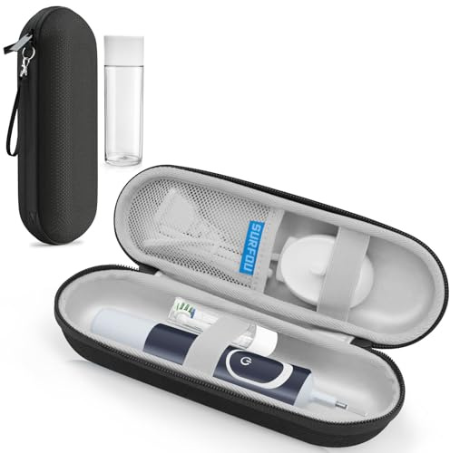 SURFOU Elektrische Zahnbürsten Etui, Kompatibel mit Oral B/Oral-B Pro/Philips Sonicare, Tragbares Hartschalen Reiseetui mit Bürstenkopf-Box, Reise-Essentials mit Zubehör Aufbewahrung, Schwarz