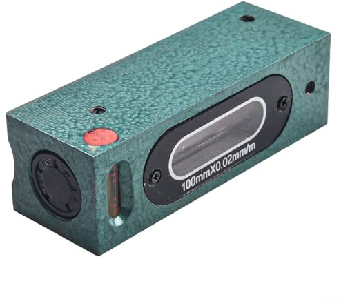 Aprilsunnyzone Herramienta de medición de acero de alta precisión de 0,02 mm de grado industrial de 200 mm con base de ranura en V, funda protectora de madera para ingenieros