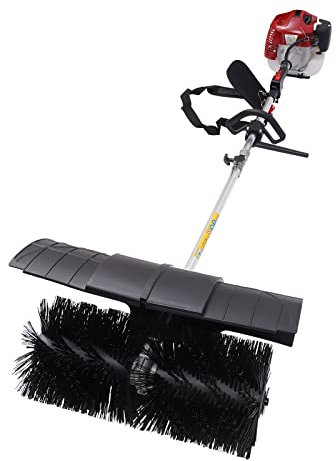 Scopa elettrica a Benzina Portatile, spazzatrice a Spinta per Prato, Foglie, Erba Sintetica, Ghiaia, Pulizia