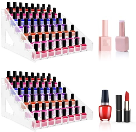 JMIATRY 2 unidades de almacenamiento de esmalte de uñas de 7 capas, 31 x 29,5 x 18,5 cm, organizador de esmalte de uñas para tocador, Oragnizer