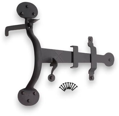 Infinity Decor 8” Hand Forged Iron Penny End Suffolk Thumb Latch Set Beeswax Finish – Security Latch for Garden Wooden Gate and Shed Doors