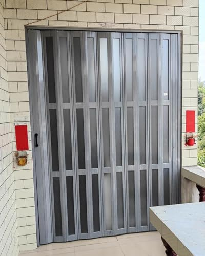 Puerta de acordeón plegable de PVC de tamaño personalizado con ventana acrílica y mango para cocina, armario y puerta