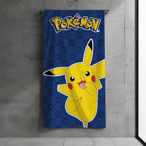 Pokémon Strandtuch, 100% Baumwolle, 140 x 70 cm, Verschiedene Designs (Dunkelblau)