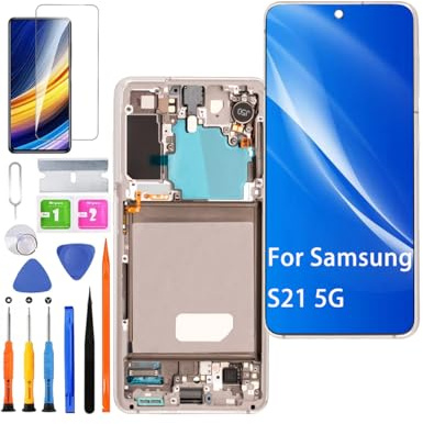Écran pour Samsung S21 G991B TFT Blanc avec Cadre | Sans Empreintes Digitales，avec Kit de réparation，TFT LCD，Affichage HD，Remplacement d'écran,pour Modèle:G991B/DS G991U