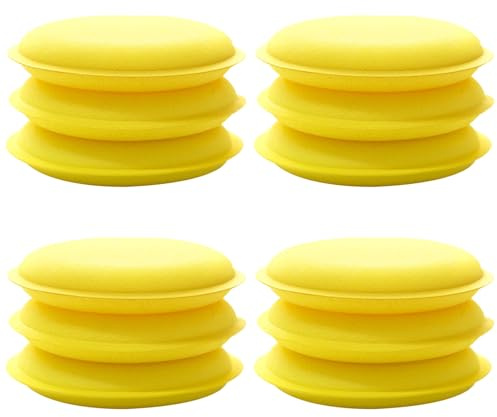 12 esponjas de cera para coche de 10 cm, aplicador redondo de fácil limpieza, almohadilla de pulido de cuero, espuma de microfibra, universales, lavables