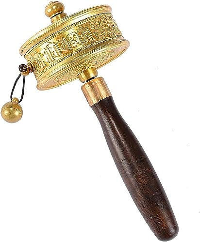 Moulin à prières tibétain, Roue Padme Hum Roue portative Roue à manivelle Fournitures bouddhistes Roue du système en cuivre