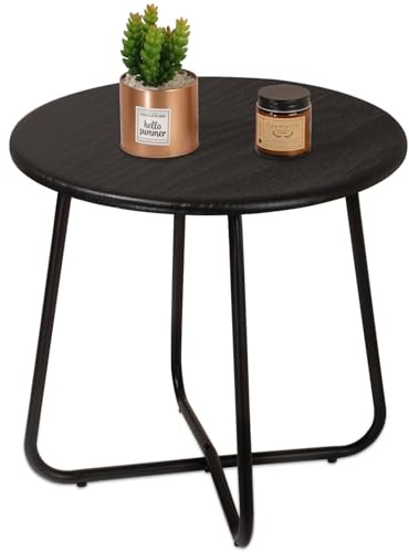 WDSHIYI Outdoor Patio Side Table Small Round Side Tables Black Patio End Table Small Round Anti-Rust Metal Style for Garden, Yard, Living Room, Balcony